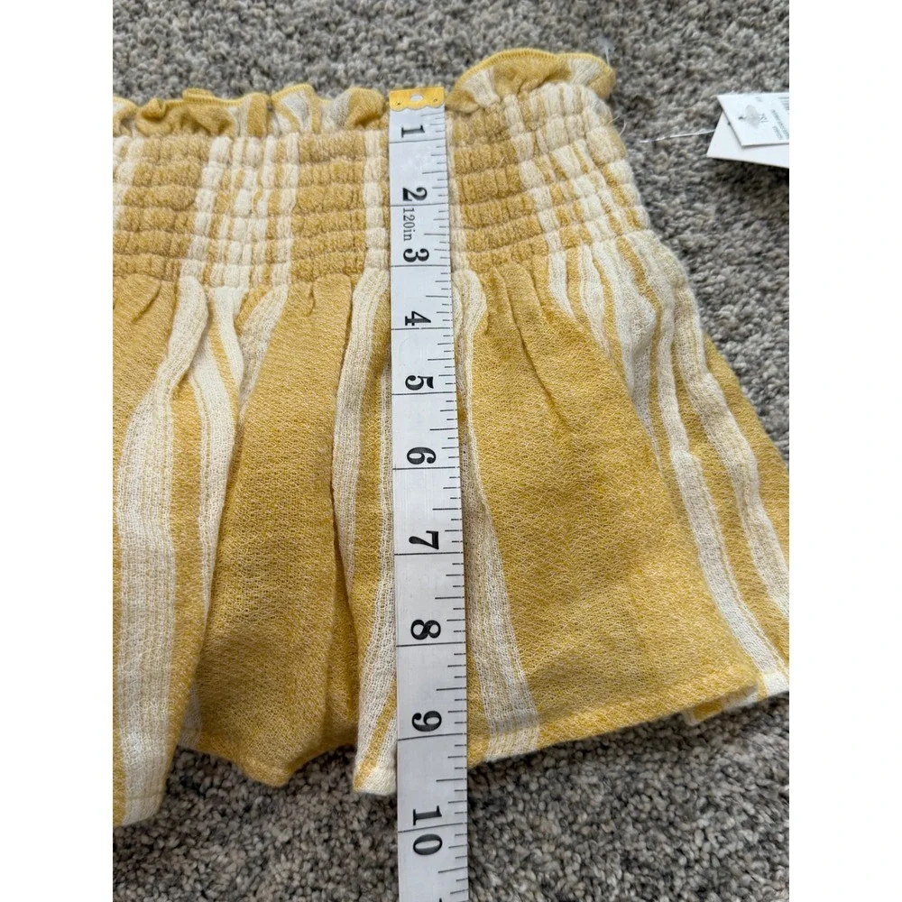 Rip Curl Seaside Stripe Bandeau Smocked‎ Peplum Top Beach Yellow White Small NEW